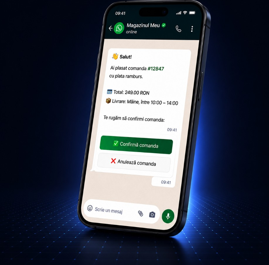 Confirmare comandă COD prin WhatsApp — mesaje interactive cu butoane